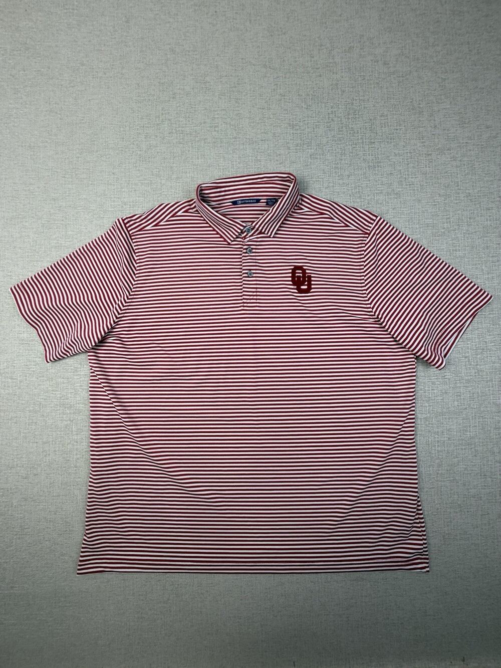 Cutter & Buck Oklahoma Sooners Men’s XXL Red White Stripe Golf Polo OU